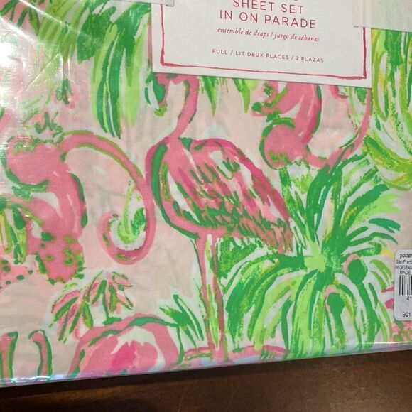 NWT Lilly Pulitzer Full Sheet Set-Organic-Print In On Parade Pottery Barn kids - Picture 9 of 12